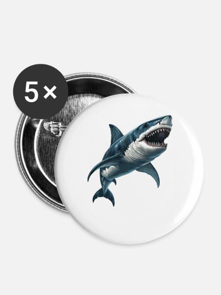 Haie Hai - Buttons groß 56 mm (5er Pack) - Weiß
