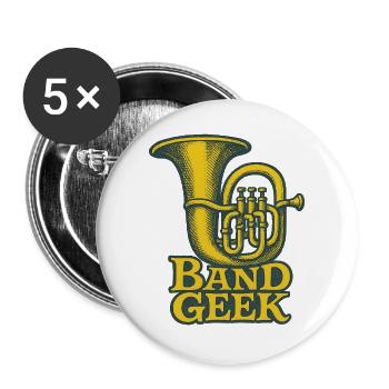 Brass Tuba Band Geek Pride - Buttons groß 56 mm (5er Pack) - Weiß - Vorne