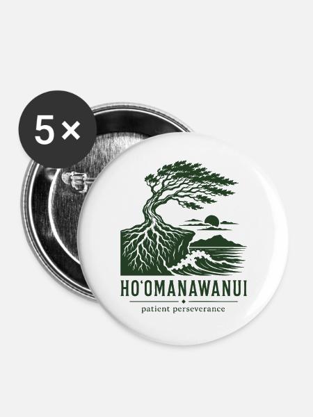 Hoomanawanui-Geduld - Buttons groß 56 mm (5er Pack) - Weiß