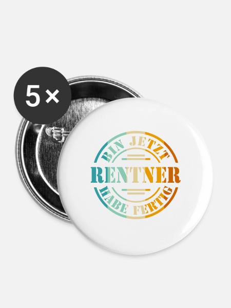 Ruhestand 2026 - Buttons groß 56 mm (5er Pack) - Weiß