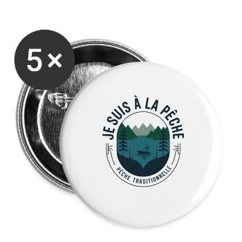 Je suis à la Pêche Traditionnelle - Lot de 5 grands badges (56 mm) - blanc - Devant