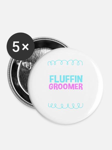 Hundefriseur - Buttons groß 56 mm (5er Pack) - Weiß
