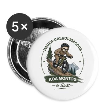 Dauer-Urlaubsmodus, kein Montag in Sicht - Buttons groß 56 mm (5er Pack) - Weiß - Vorne