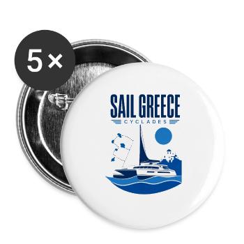 Cadeaux de voile pour hommes, Voile Grèce Cyclades Catama - Lot de 5 grands badges (56 mm) - blanc - Devant