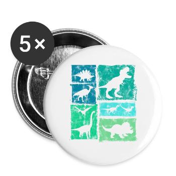 Vintage Dinosaurier-Typen Grafik - Niedliche Dinos - Buttons groß 56 mm (5er Pack) - Weiß - Vorne