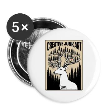 Art créatif de ferraille de la forêt à bois - Lot de 5 grands badges (56 mm) - blanc - Devant