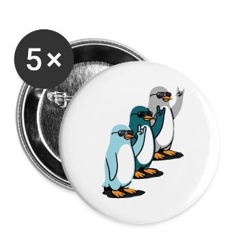 Pinguine mit Sonnenbrille Rock On - Buttons groß 56 mm (5er Pack) - Weiß - Vorne