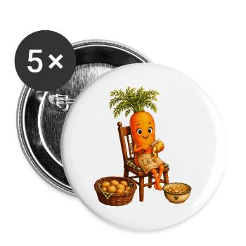 Épluches de carotte pommes de terre - Lot de 5 grands badges (56 mm) - blanc - Devant