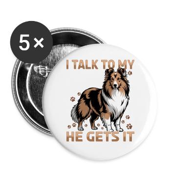Shetland Sheepdog Sheltie Dog Breed - Buttons large 2.2''/56 mm (5-pack) - white - Front