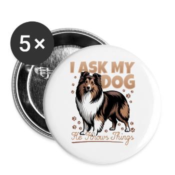 Shetland Sheepdog Sheltie Dog Breed - Buttons large 2.2''/56 mm (5-pack) - white - Front