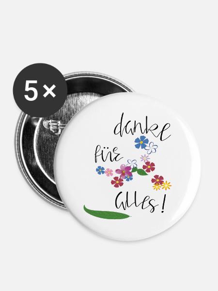 Danke für alles - Buttons groß 56 mm (5er Pack) - Weiß