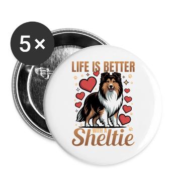 Shetland Sheepdog Sheltie Dog Breed - Buttons large 2.2''/56 mm (5-pack) - white - Front