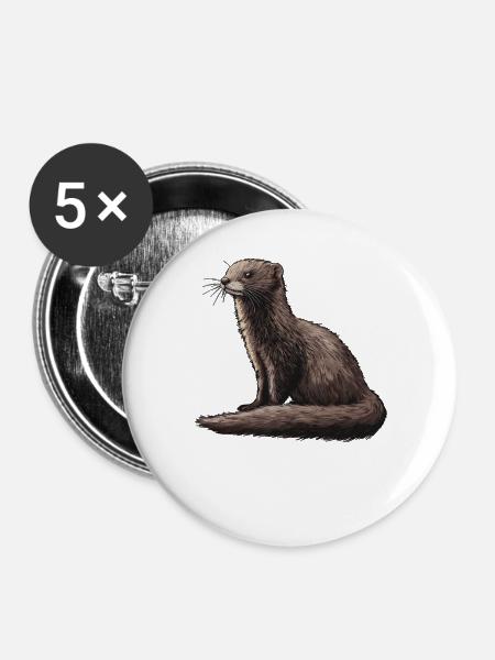 Nerze Nerz - Buttons groß 56 mm (5er Pack) - Weiß