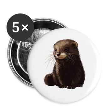 Nerze Nerz - Buttons groß 56 mm (5er Pack) - Weiß - Vorne