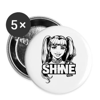 Shine Girl Mono Pop Art - Buttons groß 56 mm (5er Pack) - Weiß - Vorne