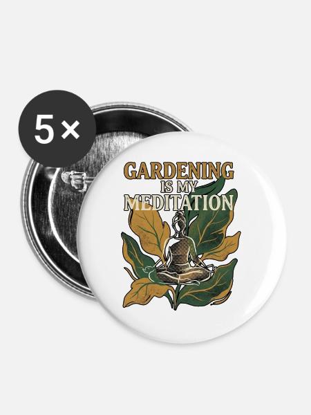 Meditation Gardening - Buttons groß 56 mm (5er Pack) - Weiß