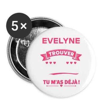 Evelyne: Le meilleur des cadeaux déjà - Lot de 5 grands badges (56 mm) - blanc - Devant