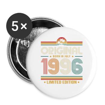30th Birthday Gift Vintage July Vintage 1996 - Buttons large 2.2''/56 mm (5-pack) - white - Front