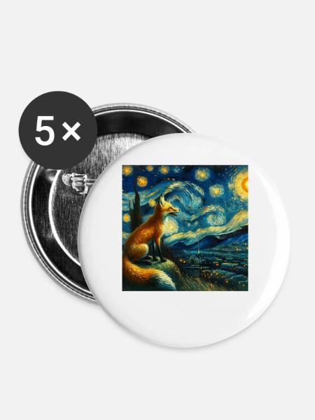 Swiftfuchs Starry Night - Buttons groß 56 mm (5er Pack) - Weiß