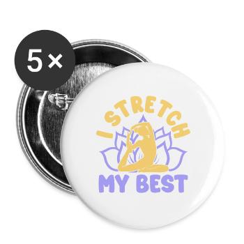 Yoga Je m’étire Mon meilleur yoga drôle - Lot de 5 grands badges (56 mm) - blanc - Devant