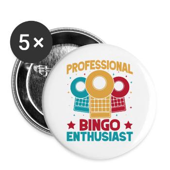 Bingo Game Professional Enthusiast Bingo - Buttons large 2.2''/56 mm (5-pack) - white - Front