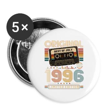 30th Birthday Gift Vintage July Vintage 1996 - Buttons large 2.2''/56 mm (5-pack) - white - Front