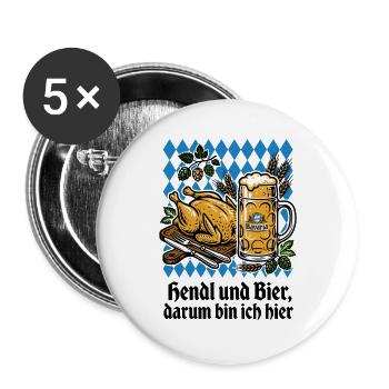 Tente de bière Bavière | Poulet et bière, c’est pour ça que je suis là - Lot de 5 grands badges (56 mm) - blanc - Devant