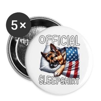 Chemise de nuit américaine Berger allemand - Lot de 5 grands badges (56 mm) - blanc - Devant