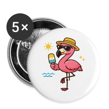 Flamingo Strandheld mit Eis - Buttons large 2.2''/56 mm (5-pack) - white - Front