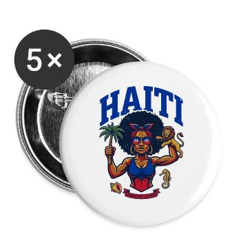 Fierté Haïti Femme Forte Afro Caraïbes - Lot de 5 grands badges (56 mm) - blanc - Devant