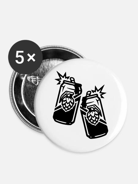 Bierdose Hopfen Dose Bier - Buttons groß 56 mm (5er Pack) - Weiß