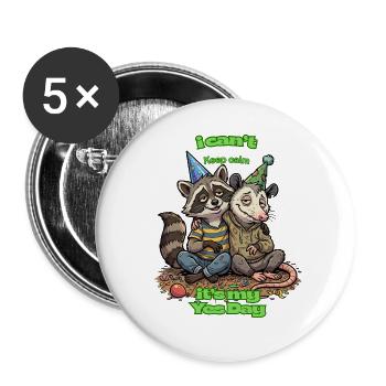 Raccoon Party Yes Day - Buttons large 2.2''/56 mm (5-pack) - white - Front