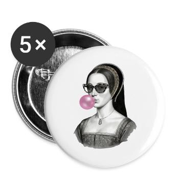 Anne Boleyn Bubble Pop Renaissancefrau - Buttons groß 56 mm (5er Pack) - Weiß - Vorne