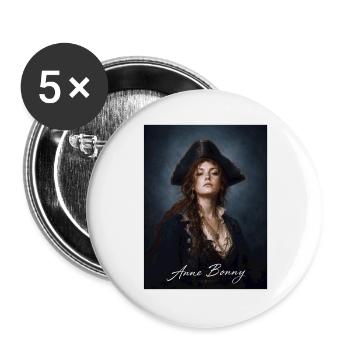 Anne Bonny Pirate Portrait - Buttons large 2.2''/56 mm (5-pack) - white - Front