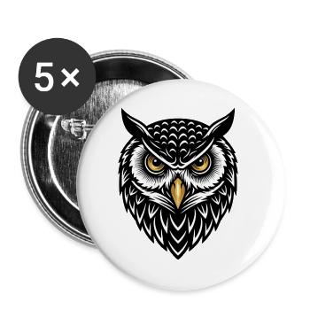 Owl Owl Mascot Logo Sport Gaming - Buttons large 2.2''/56 mm (5-pack) - white - Front