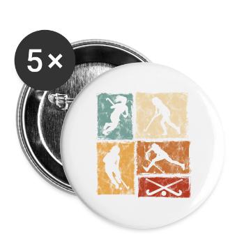 Hockey sur gazon Hockey en salle pour femmes filles - Lot de 5 grands badges (56 mm) - blanc - Devant
