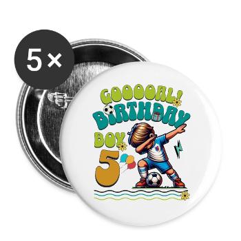 5 . Birthday Football - Buttons large 2.2''/56 mm (5-pack) - white - Front