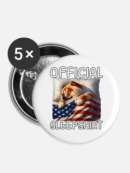 Chowchow US Schlafshirt - Buttons groß 56 mm (5er Pack) - Weiß