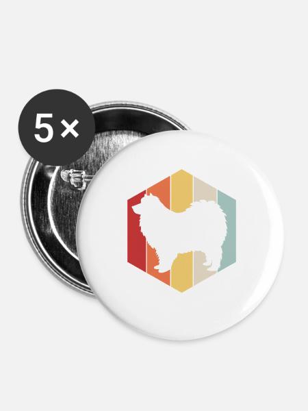 Zwergspitz Pomeranian - Buttons groß 56 mm (5er Pack) - Weiß