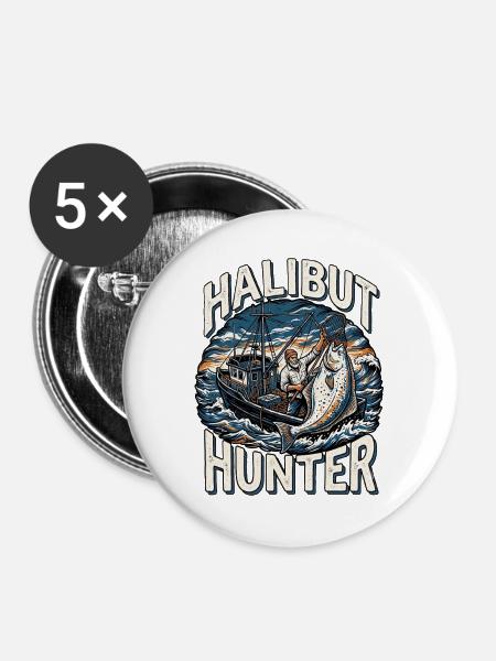 Meeres Angler - Buttons groß 56 mm (5er Pack) - Weiß