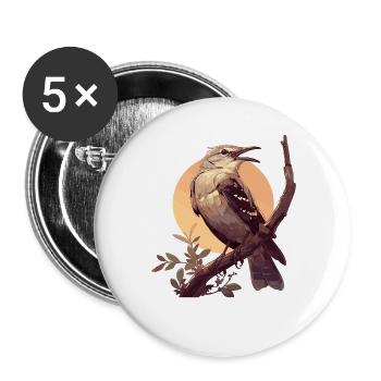 Spottdrosseln Spottdrossel - Buttons groß 56 mm (5er Pack) - Weiß - Vorne
