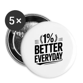 1% Better Everyday - Buttons large 2.2''/56 mm (5-pack) - white - Front
