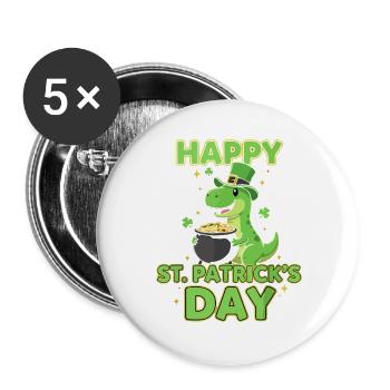 Joyeux dinosaure pour la Saint-Patrick - Lot de 5 grands badges (56 mm) - blanc - Devant