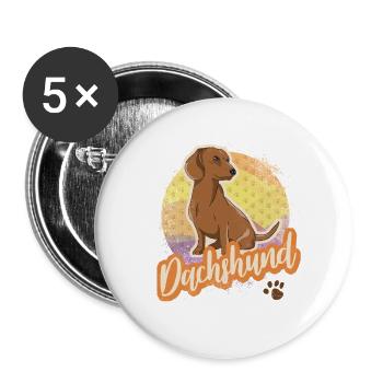 Teckel Teckel Vintage Teckel pour les amateurs de chiens - Lot de 5 grands badges (56 mm) - blanc - Devant