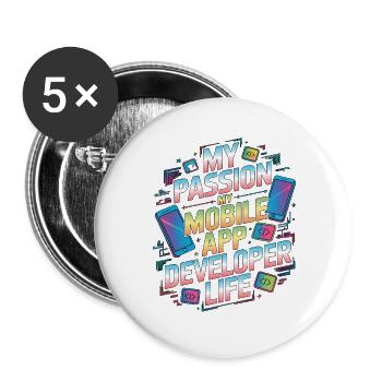 Mobile App Developer My Passion My Mobile Coding - Buttons large 2.2''/56 mm (5-pack) - white - Front