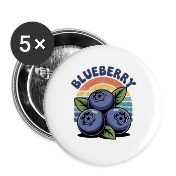 Blueberry Retro Fruits Design with Rainbow - Buttons large 2.2''/56 mm (5-pack) - white - Front