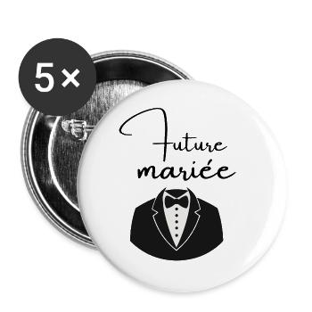 Future mariée - Lot de 5 grands badges (56 mm) - blanc - Devant