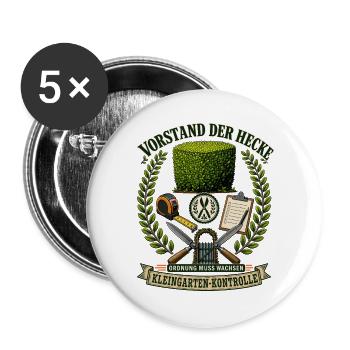 Vorstand der Hecke Kleingarten Kontrolle - Buttons groß 56 mm (5er Pack) - Weiß - Vorne
