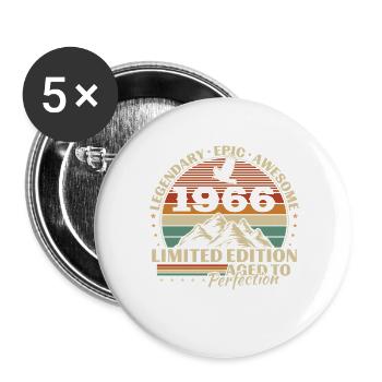 1966 Vintage Retro Geburtstagsgeschenk - Buttons groß 56 mm (5er Pack) - Weiß - Vorne