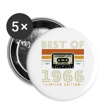 1966 Vintage Retro Geburtstagsgeschenk - Buttons groß 56 mm (5er Pack) - Weiß - Vorne